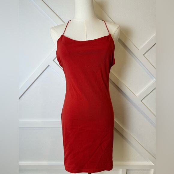Tiger Mist Bentley Strappy Back Body-con Mini Dress Rust Red Size Large - Picture 2 of 11